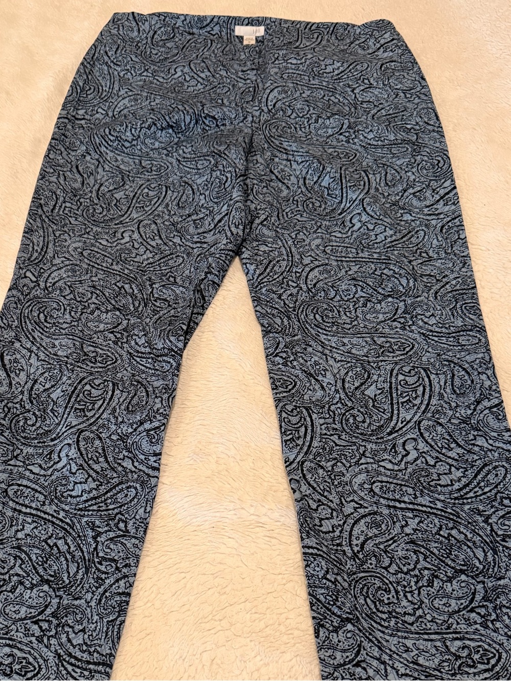 J. Jill Blue and Black Paisley Cropped Knit Pants